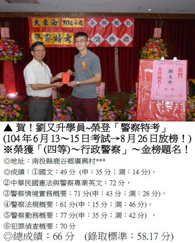 劉佑升_禮金_警察特考